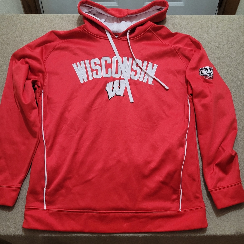 University of Wisconsin Badgers Red Dri-Fit Hoodie Men's Sz: Large w/‎ Patch